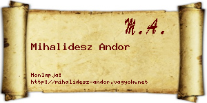 Mihalidesz Andor névjegykártya